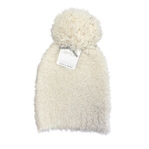 NWT Lemon Ecru Cozy & Warm Fuzzy Pom Beanie Hat – Cream/Ivory One Size